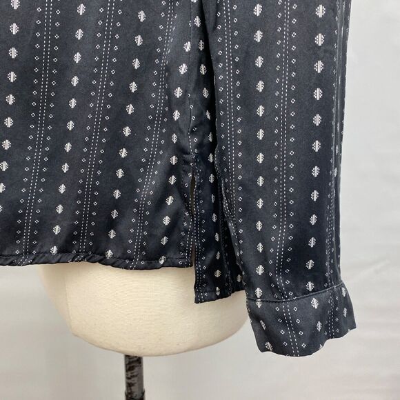 Ecru Womans Black Silk Blouse Small Button Front Long Sleeves Career Casual New - Picture 7 of 15